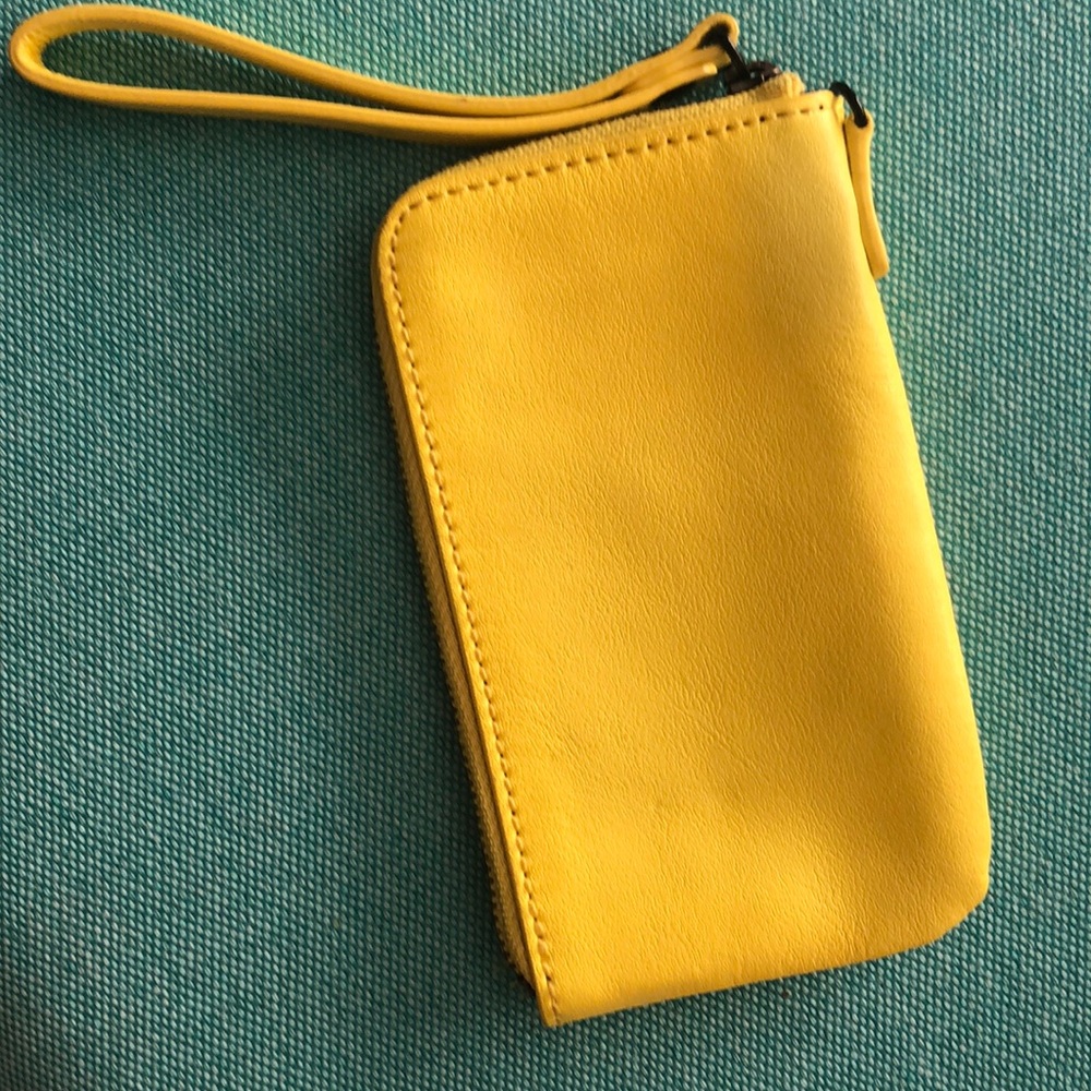 Bright yellow wristlet